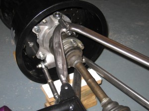 RHS Rear upright with brakes and drive shaft fitted