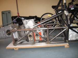 Chassis and engine showing bracing