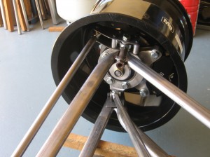 Front RHS Upright with Control Arms tacked together
